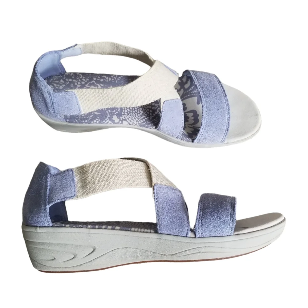 Easy Spirit Explore24 Womens Size 9.5 N Blue Strappy Low Wedge Sandals ESMATILDE_12